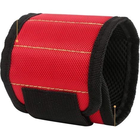 Bracelet magnétique avec aimants puissants pour maintenir vis, clous, petits outils, électricien, mécanicien, bricolage, rouge (1/5)