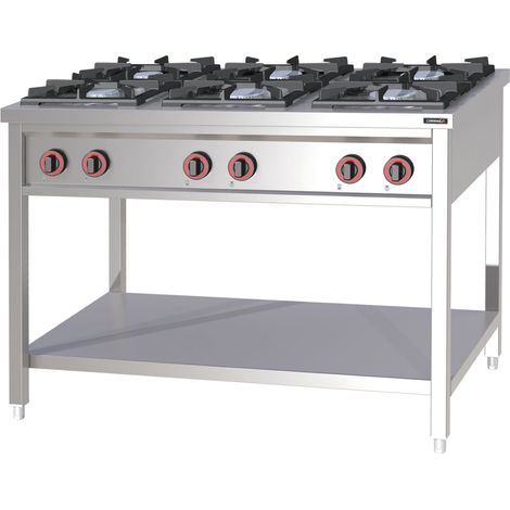 Fourneau gaz professionnel - 6 feux - 36kW - 120cm - Casselin