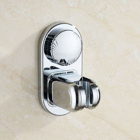 Support de Douche Reglable Sans Percage, Ventouse Orientable Support Mural Douchette Douche Salle de Bain, Support de Pommeau de Douche (Argent) (1/3)