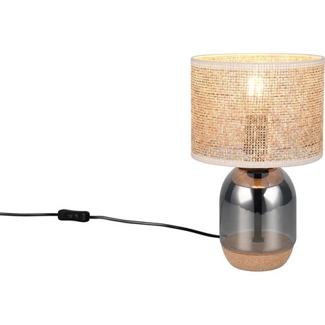 Lampada da tavolo Trio TARA vetro cromo, paralume vimini (1/5)