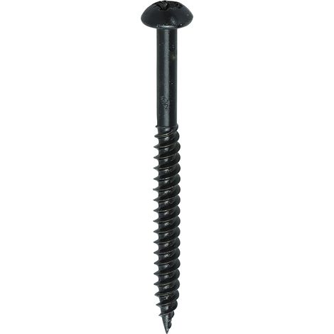 TIMCO Twin-Threaded Round Head Black Woodscrews - 8 x 2
