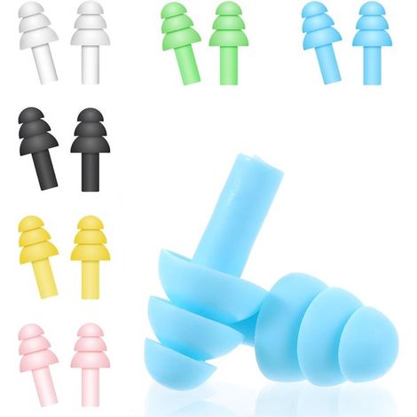 Tapones para los oídos pequeños para dormir: 6 pares de tapones de goma reutilizables conductos auditivos pequeños, hoteles viajes (multicolor) (1/5)