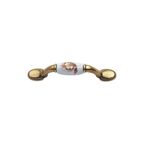 MANIGLIA PORCELLANA 74MM FIORE MARRONE