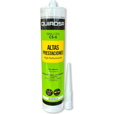 Mastic Silicone d'Acétate CS-6 Translucide - Spécial Verre - Cartouche 300 ml - Mastic haute performance - Pour vivariums, aquariums, etc - - (1/5)
