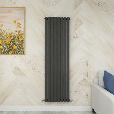 SKY Bathroom 1600x472mm Anthracite Single Vertical Oval Column Designer Central Heating Radiator