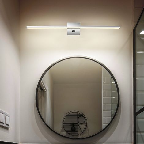 Lampada da parete lampada a specchio lampada da bagno lampada da parete lampada da soggiorno lampada da camera da letto, metallo alluminio cromato, 12W 780Lm 4000K bianco neutro, L 61,5 cm