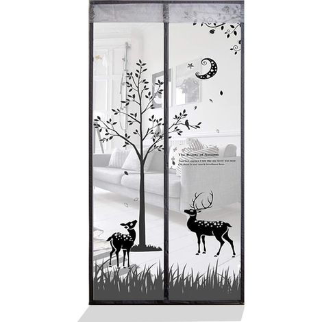 Moustiquaire Magnétique pour Porte, Rideau Aimanté de Porte Fermeture Automatique, Anti Mouche, avec Aimant, Gris 110 x 210 cm (1/5)