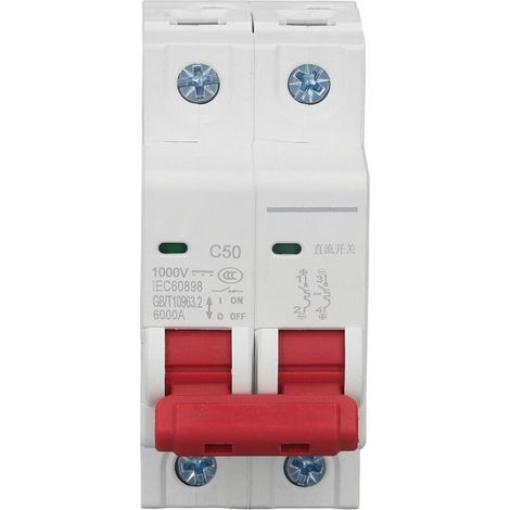Miniatur-2-poliger Gleichstrom-Leistungsschalter für Photovoltaikanlagen, 50 A, DIN-Schienenmontage, 1000 V DC, segmentierte Kapazität 6000 A, DZ47 63Z C50 (1/5)