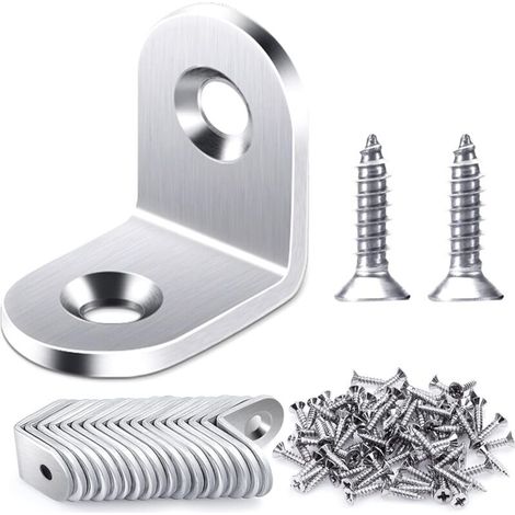 20 PCS 20x20mm Angle Droit Support, Fixation Équerre Inox 90 Degrés Support De Coin, support d'angle en forme de L Livré Avec Vis