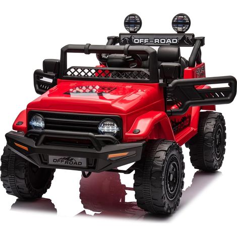 Voiture Électrique pour Enfant 12V, Véhicule Électrique Enfants avec Suspension à Ressort Télécommande, LED, Bluetooth, 3 Vitesses Rouge (1/5)