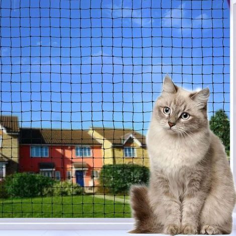 (3 x 10 M, Noir) Filet de balcon pour chat, filet de protection pour balcon, filet anti-chute pour animaux de compagnie, filet de clôture en nylon (1/5)