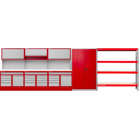 Mw Tools – Mobilier d'atelier 6,4 m armoire rayonnage de stockage 4 étagères 800 kg – Acier soudé – Verrouillage par clé – PRACO3559KS