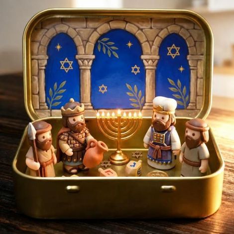 A candlelight meeting held inside a box - a metal craft box, a fun blind box for home decoration. (1/5)