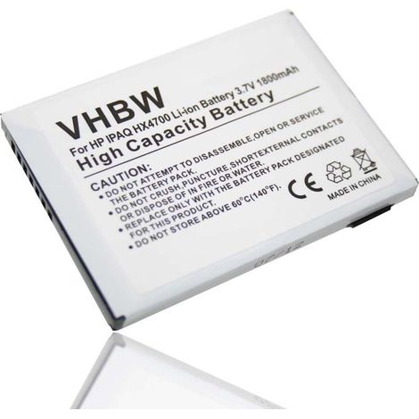 vhbw Batterie compatible avec HP IPAQ HX4700, H48xx, HX4000, HX4705 smartphone tablette Notepad PDA assistant personnel (1800mAh, 3,7V, Li-ion)
