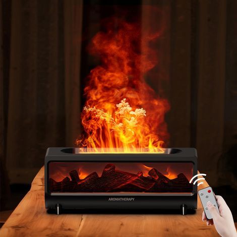Diffuseur et humidificateur de cheminée à flamme 7 couleurs avec télécommande, silencieux de 30 à 50 dB, minuterie 1/3/5 h et arrêt automatique sans eau pour la maison, le bureau, le spa (1/5)