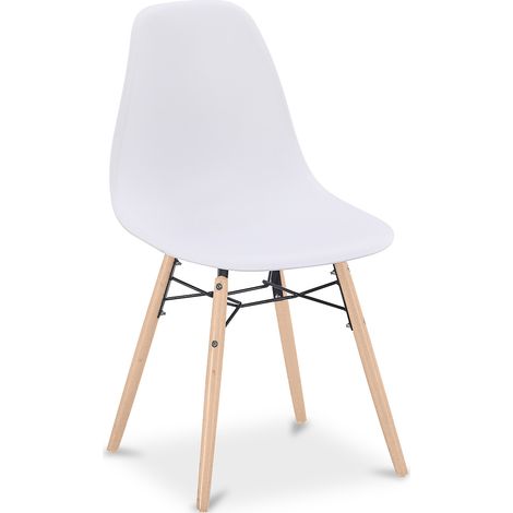 Esszimmerstuhl - Skandinavisches Design - Holzbeine - Skögur Weiß