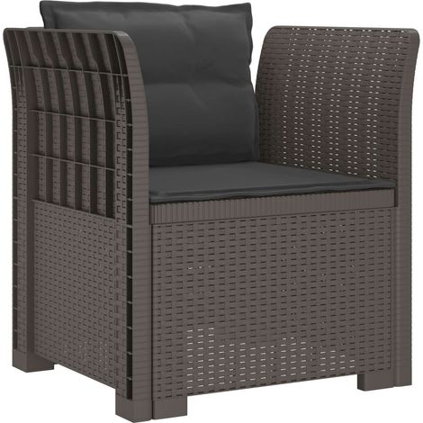 1-Seater Armchair with Cushions Rattan Look PP Light Grey vidaXL (1/5)