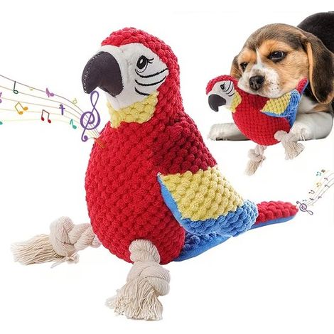 Lot de 2 jouets pour chiens qui couinent, adaptés aux chiens de petite et moyenne taille, peluches en forme de perroquet ou de flamant rose, pour jouer et mâcher, cadeaux d'anniversaire interactifs, r