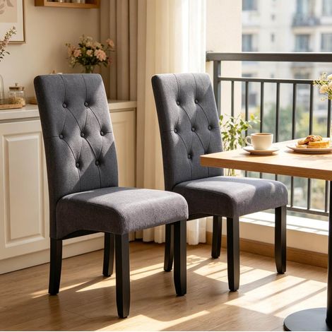 set 2 sedie da pranzo in legno massello grigio OKMYHOME (1/5)