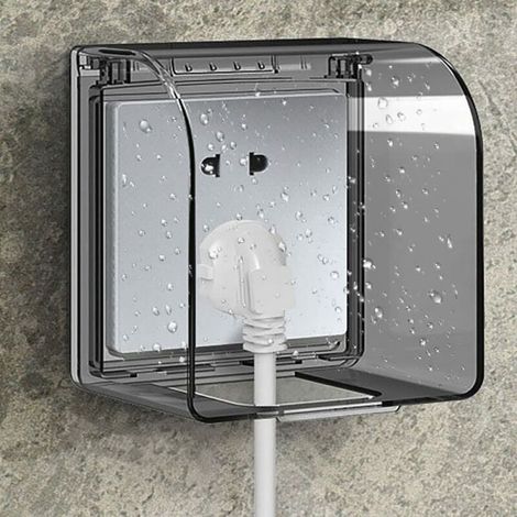 Cache-prise universel étanche type 86, protection enfant, 12,2 × 10,8 × 7,3 cm, prise extérieure étanche, compatible avec les interrupteurs (noir) (1/4)