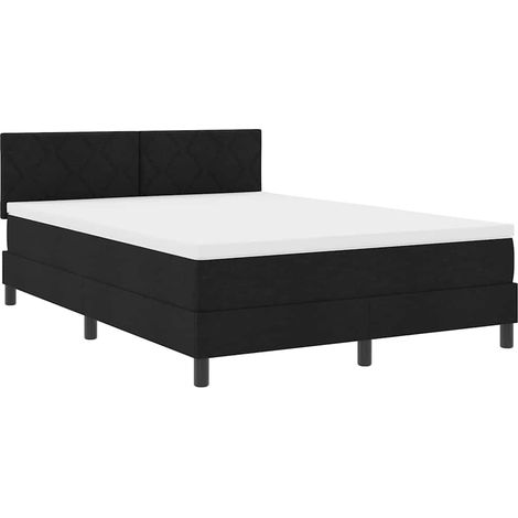 Cama tipo Box Spring con cabecera Negro 160 x 200 cm tela vidaXL (1/5)