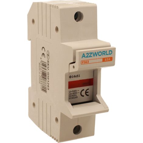 Portafusibile Modulare AC D14X51mm 63A AC 500V IP20 IEC60269 FS63, Disponibili 1P 1M, 2P 2M, 4P 4M (1P)