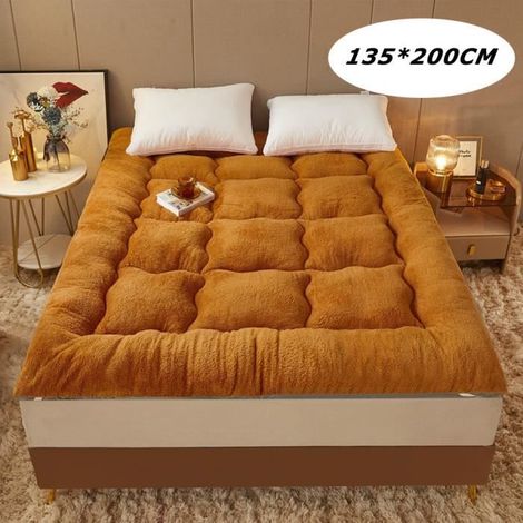 Matelas Pliable Enroulable,Matelas futon,Épaissir Le Tapis De Sol en Tatami,Matelas de Couchage pour dortoir,Cafe,135x200 cm (1/4)