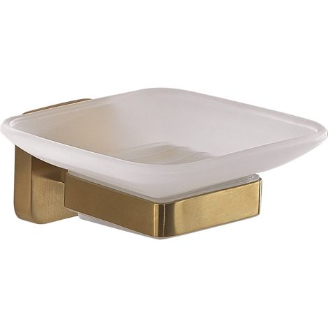 Portasapone Da Muro Oro Matt In Acciaio Inox, Cromall E Vetro Satinato  Tahiti