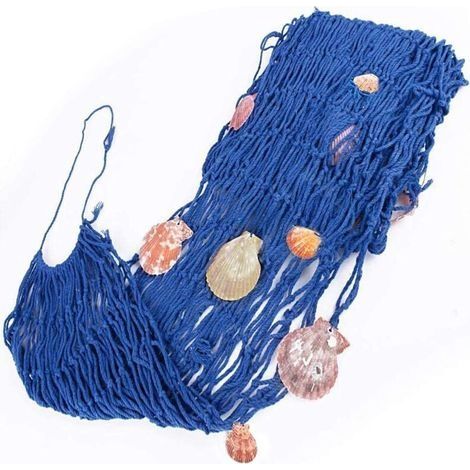 Filet de Pêche Décoratif, Filet de pêche Nautique décoratif, Coquilles Filet de Pêche Décor, Pour la Décoration de Restaurant, Décoration de la Maison, bar à Thème (Bleu) (1/5)