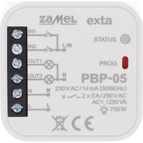 Relè bistabile a 2 canali da incasso 230 V CA PBP-05 EXT10000254