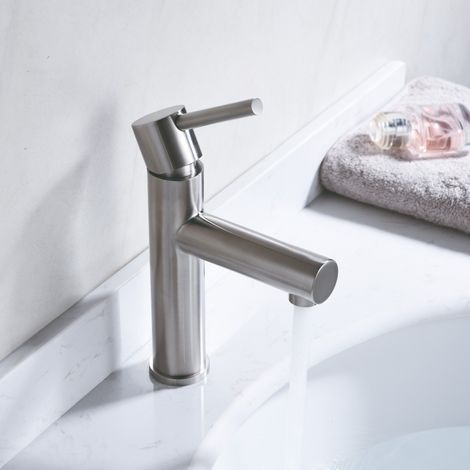 Imex - Grifo Monomando Lavabo Caño Bajo Acero S.304 Serie Moscú (1/2)