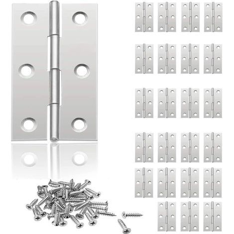 24 Pièces Charniere Porte Placard, Charniere Inox, Charniere Porte Cuisine, Charnières Porte En Acier Inox Pour Meubles Matériel Armoire Garde Porte Tiroir Diy, Avec Vis (Argent) (1/5)