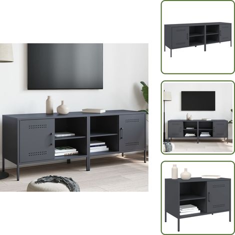 Muebles de dormitorio - vidaXL Muebles de TV 2 unidades acero gris antracita 68x39x50,5 cm - Muebles de acero