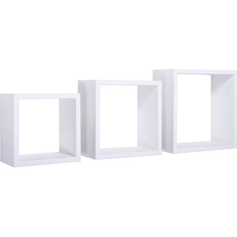 Lot de 3 étagères murales design cubique moderne Incubo - Blanc (1/5)