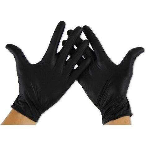 Gants jetables en nitrile - Taille S (100 unités), gants noirs sans latex (1/5)
