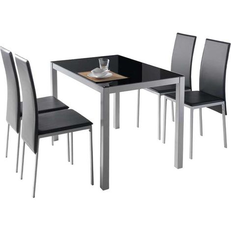 Conjunto cocina mesa Negra y 4 sillas Amelia color negro. (1/4)