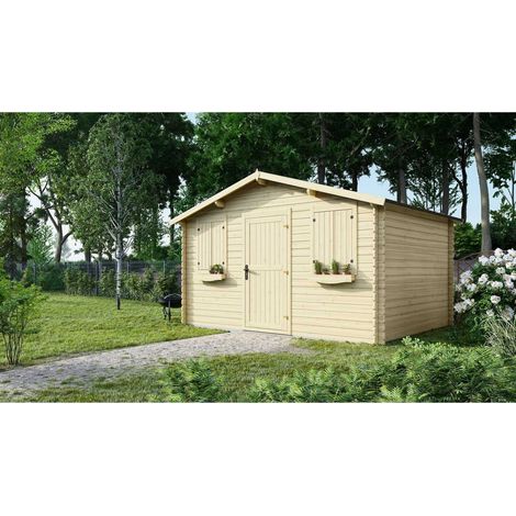 Casetta da giardino in legno - 12m2 - 4x3m - 28mm - colore: naturale - DOM337 (1/5)