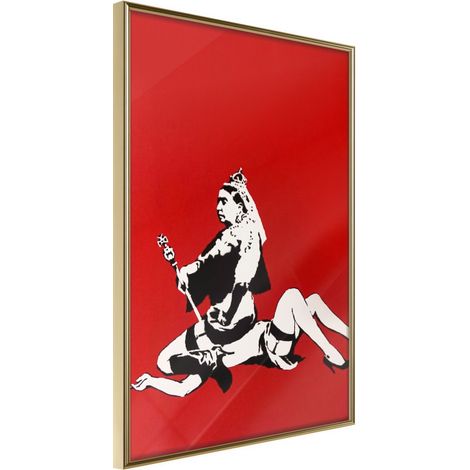 Affiche Murale Encadrée "Banksy Queen Victoria" 30 x 42 cm Or