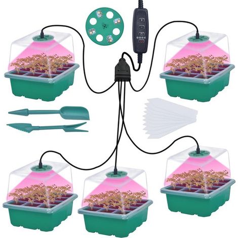 Serre de culture avec lampe horticole et minuteur - Potager avec couvercle haut - Spectre complet - Plateaux de semis - Ventilation réglable - LED à spectre complet - Pré-culture - Culture d'intérieur (1/5)