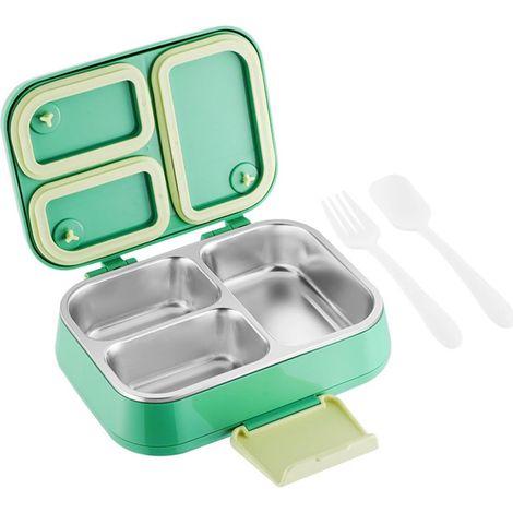 Boîte à repas inox compartiments, Bento Lunch Box enfant, étanche, sans BPA, lave-vaisselle, école, bureau, pique-nique (1/5)