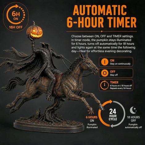 Statue cavalier sans tête d’Halloween, figurine Âmes des Ténèbres, objet décoratif en résine, statuette pour décoration thématique (1/3)