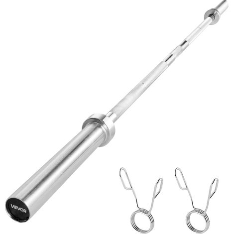 VEVOR Manubrio da 180 cm, compatibile con dischi da 2 pollici, capacità 317 kg/700 libbre, argento, 1,8 m-a (1/2)