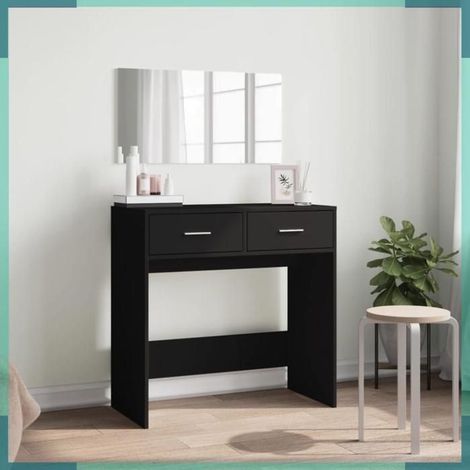840703 Coiffeuse avec miroir noir 80x39x80 cm (1/5)
