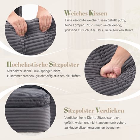 Fauteuil convertible 2 en 1, canapé-lit en velours côtelé, inclinable et pliable, avec accoudoirs ajustables, porte-verres intégrés, dossier surélevé, assise profonde, gris anthracite (1/5)