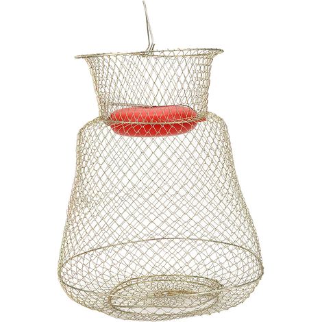 Épuisette pliante ronde en acier inoxydable, filet de pêche pour poissons et crevettes, bol flottant inclus, diamètre 33 cm (S) (1/5)