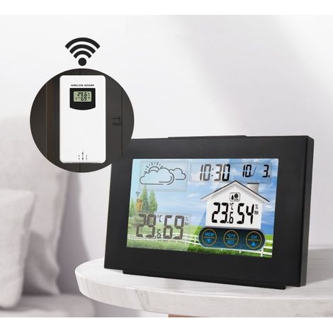 MINKUROW Stazione Meteo Con Sensore Wireless Esterno Termometro Igrometro Digitale Interno Esterno Lcd Display A Colori Igrometro Monitor Per Temperatura, Umidità, Tempo, Sveglia, Previsioni Meteo (1/3)