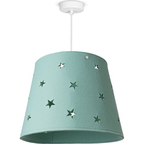 Paco Home Kinderleuchte Kinderlampe Kinderzimmer Pendelleuchte Stoff Sterne Jungen Mädchen Pendelleuchte, Blau