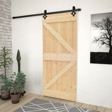 Puerta corredera con herrajes madera maciza de pino 80x210 cm vidaXL (1/5)