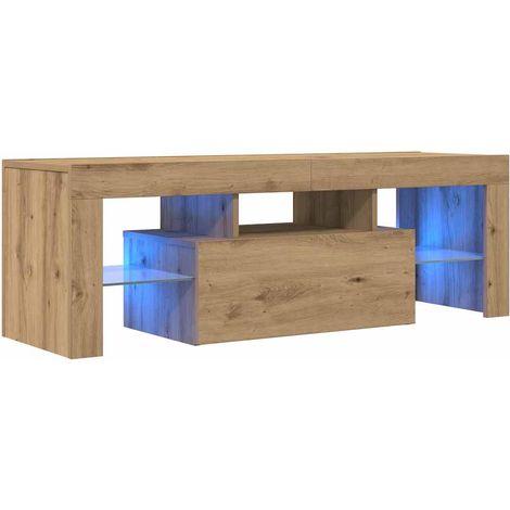 TV Cabinet with LED Lights Artisan Oak 120x36.5x40 cm Engineered Wood vidaXL