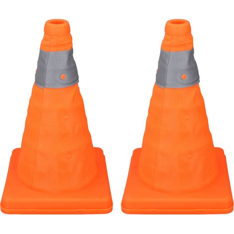 Lot de 2 cônes de signalisation pliables polyvalents type pop-up avec bande réfléchissante orange 30 cm pour entraînement conduite (1/5)